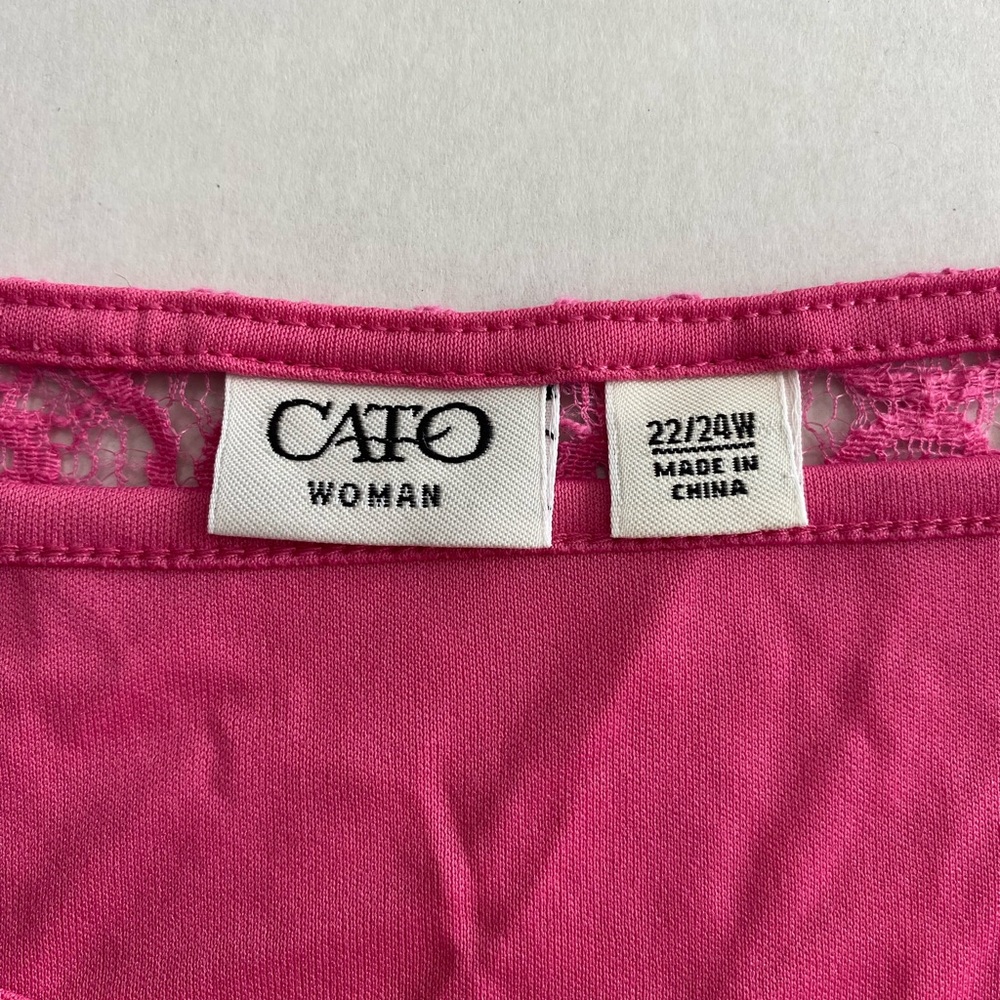 Cato‎ Pink Lace Overlay Short Sleeve Blouse 22/24W - Picture 7 of 13